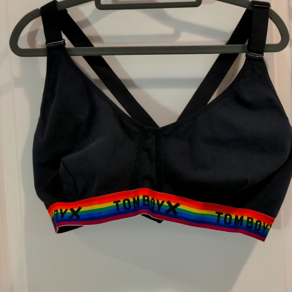TomboyX Prism Scoop Bralette - Black Rainbow